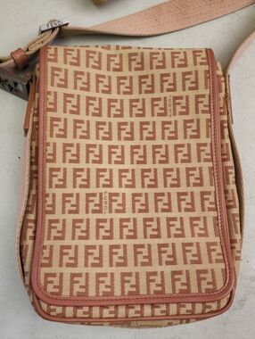 Authentic Canvas Fendi Zucchino Crossbody Bag With Digital COA